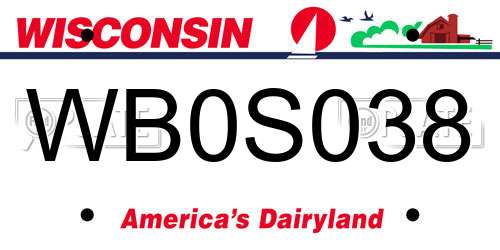 WB0S038 Wisconsin License Plate