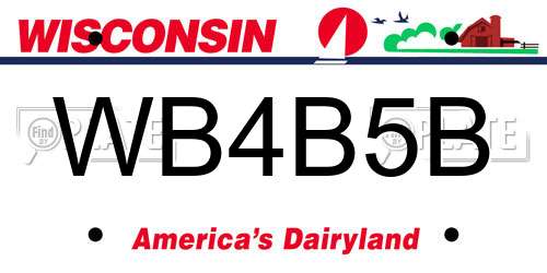 WB4B5B Wisconsin License Plate