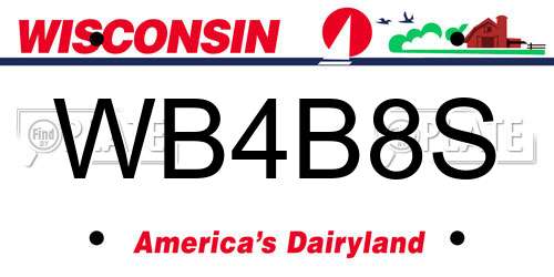 WB4B8S Wisconsin License Plate