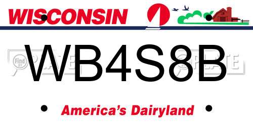 WB4S8B Wisconsin License Plate