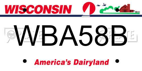 WBA58B Wisconsin License Plate
