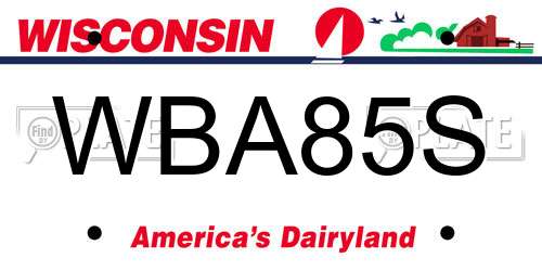 WBA85S Wisconsin License Plate