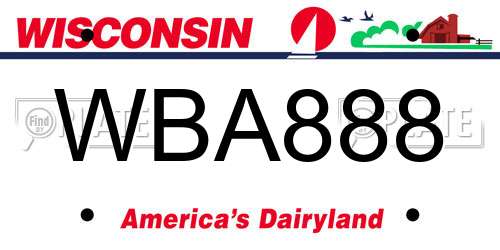 WBA888 Wisconsin License Plate