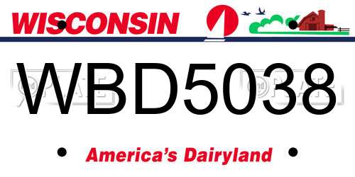 WBD5038 Wisconsin License Plate