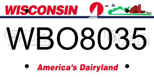 WBO8035 Wisconsin License Plate
