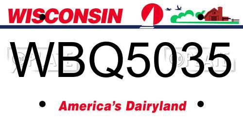 WBQ5035 Wisconsin License Plate