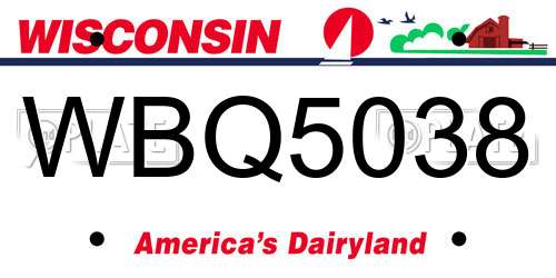 WBQ5038 Wisconsin License Plate