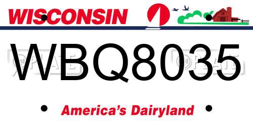 WBQ8035 Wisconsin License Plate