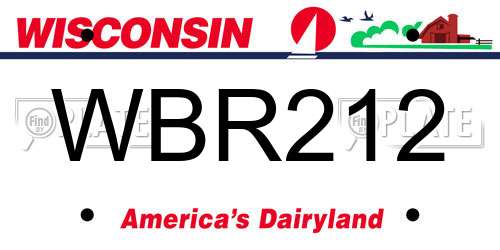 WBR212 Wisconsin License Plate