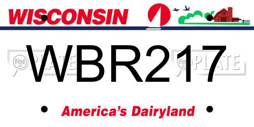 WBR217 Wisconsin License Plate