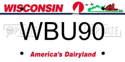 WBU90 Wisconsin License Plate