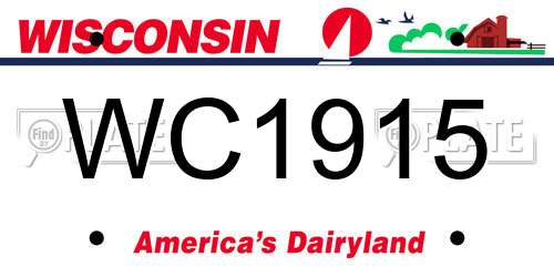 WC1915 Wisconsin License Plate