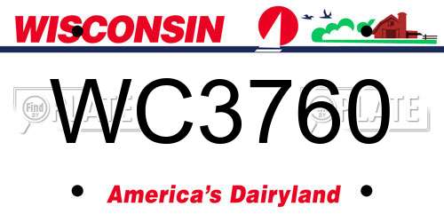 WC3760 Wisconsin License Plate