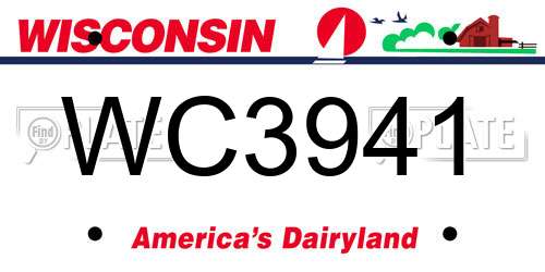 WC3941 Wisconsin License Plate
