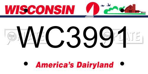 WC3991 Wisconsin License Plate