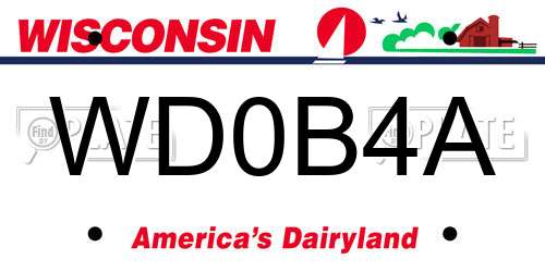 WD0B4A Wisconsin License Plate