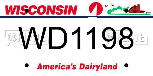 WD1198 Wisconsin License Plate