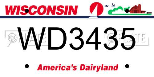 WD3435 Wisconsin License Plate