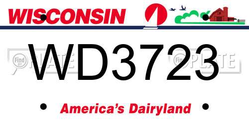 WD3723 Wisconsin License Plate