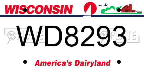 WD8293 Wisconsin License Plate