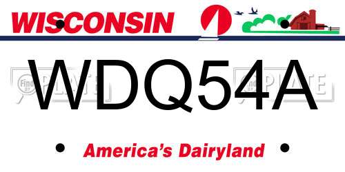 WDQ54A Wisconsin License Plate