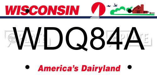 WDQ84A Wisconsin License Plate