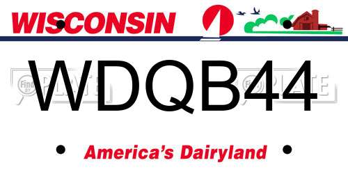 WDQB44 Wisconsin License Plate