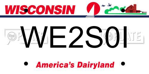 WE2S0I Wisconsin License Plate