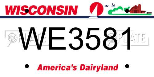 WE3581 Wisconsin License Plate