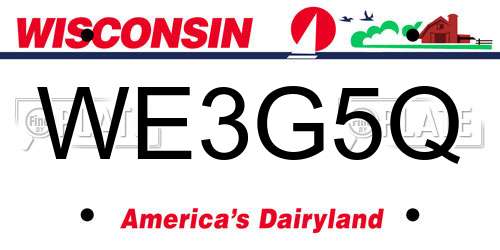 WE3G5Q Wisconsin License Plate