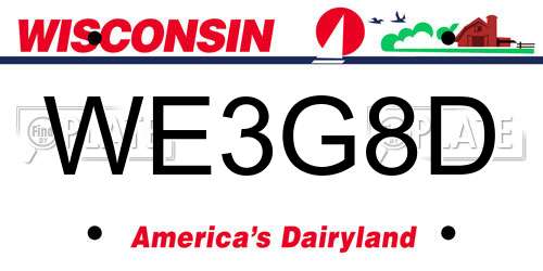 WE3G8D Wisconsin License Plate