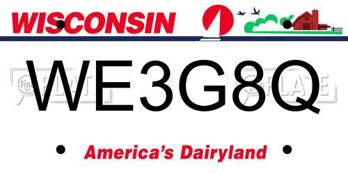 WE3G8Q Wisconsin License Plate