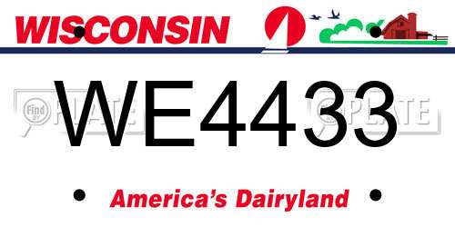 WE4433 Wisconsin License Plate