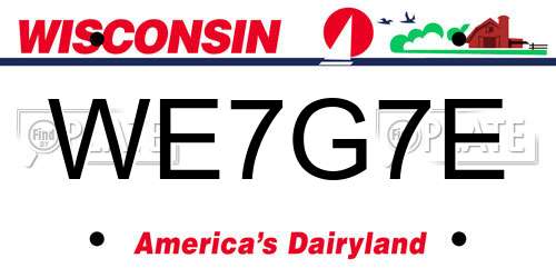 WE7G7E Wisconsin License Plate