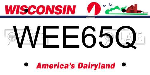 WEE65Q Wisconsin License Plate