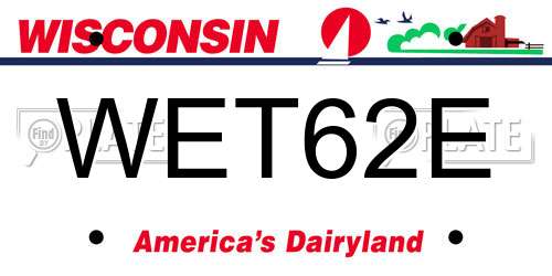 WET62E Wisconsin License Plate