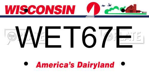 WET67E Wisconsin License Plate