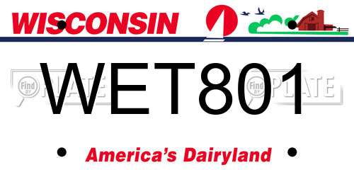 WET801 Wisconsin License Plate