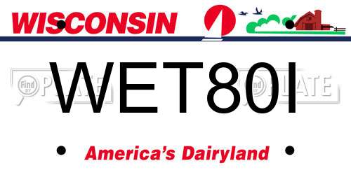 WET80I Wisconsin License Plate