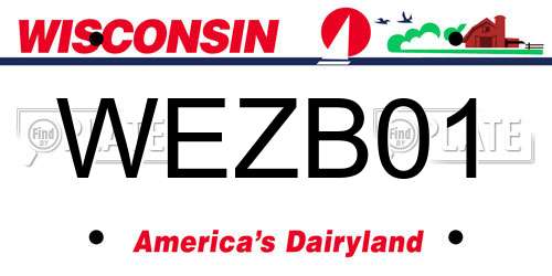 WEZB01 Wisconsin License Plate