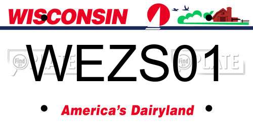 WEZS01 Wisconsin License Plate