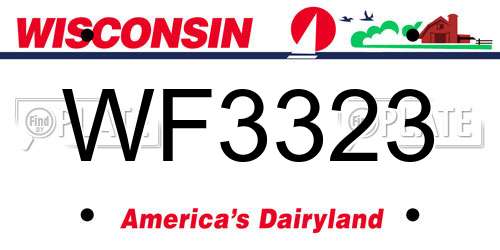WF3323 Wisconsin License Plate