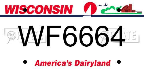 WF6664 Wisconsin License Plate