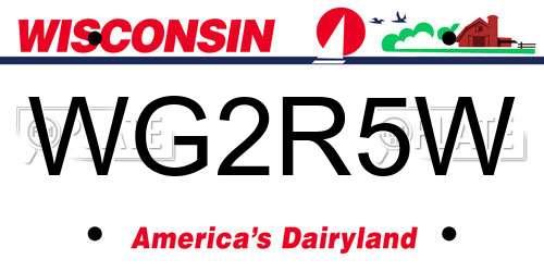 WG2R5W Wisconsin License Plate
