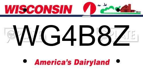 WG4B8Z Wisconsin License Plate