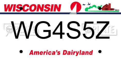 WG4S5Z Wisconsin License Plate
