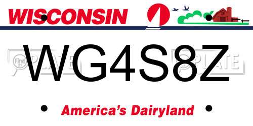 WG4S8Z Wisconsin License Plate