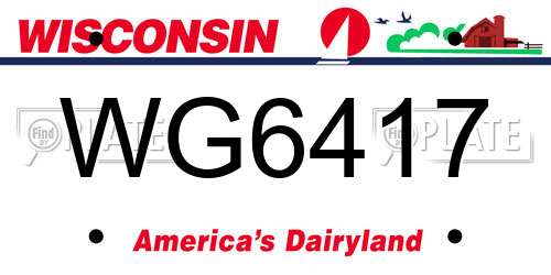 WG6417 Wisconsin License Plate