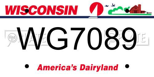 WG7089 Wisconsin License Plate