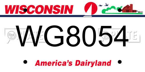 WG8054 Wisconsin License Plate